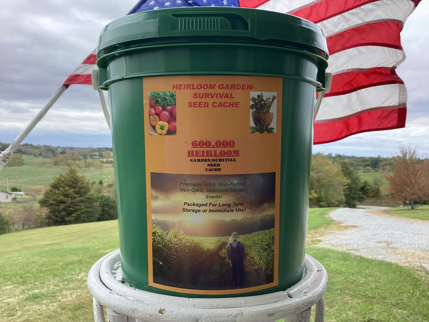 600,000 Seed Garden/Survival Bucket 1/2 Million+ Heirloom Seeds